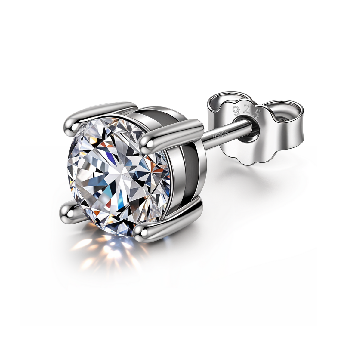 Round Solitaire Stud Earrings for Men | 925 Sterling Silver