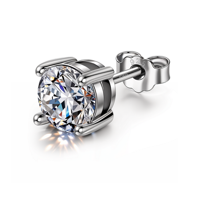 Round Solitaire Stud Earrings for Men | 925 Sterling Silver