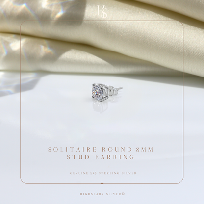 Round Solitaire Stud Earrings for Men | 925 Sterling Silver