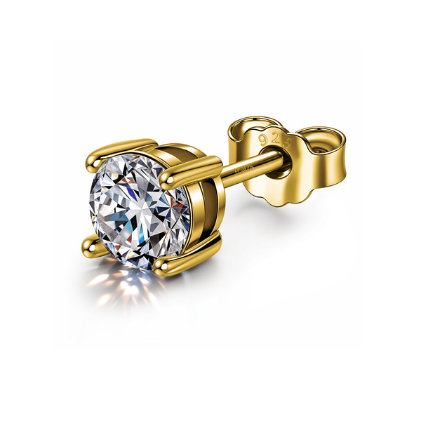 Solitaire Stud Earring for Men | Gold-Plated American Diamond