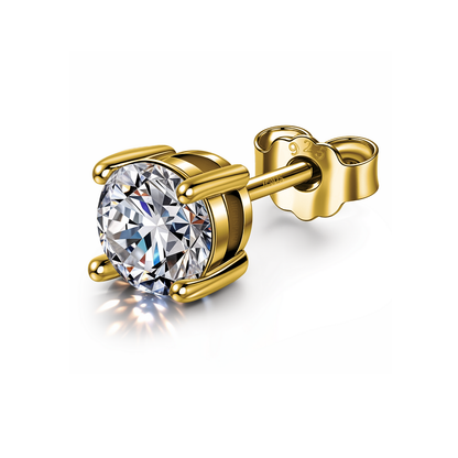 Solitaire Stud Earring for Men | Gold-Plated American Diamond