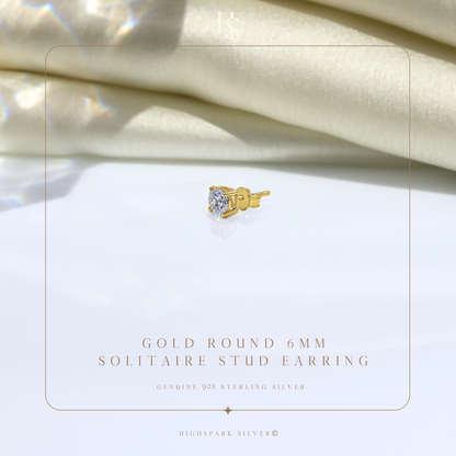 Solitaire Stud Earring for Men | Gold-Plated American Diamond