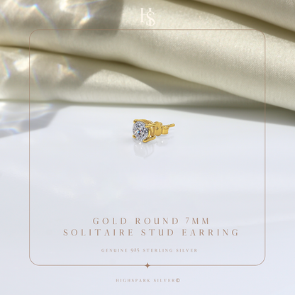 Solitaire Stud Earring for Men | Gold-Plated American Diamond
