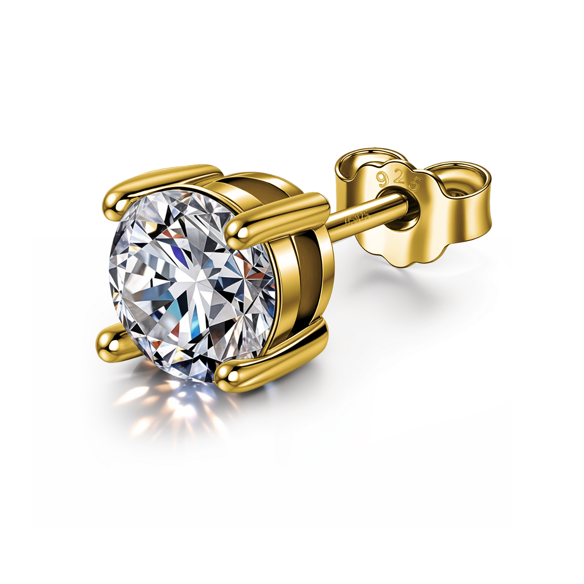 Solitaire Stud Earring for Men | Gold-Plated American Diamond