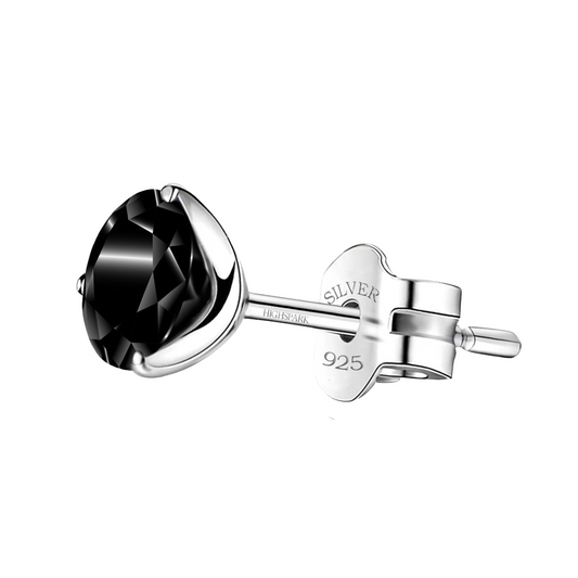 Sparkling Martini Black Solitaire Stud Earring For Men