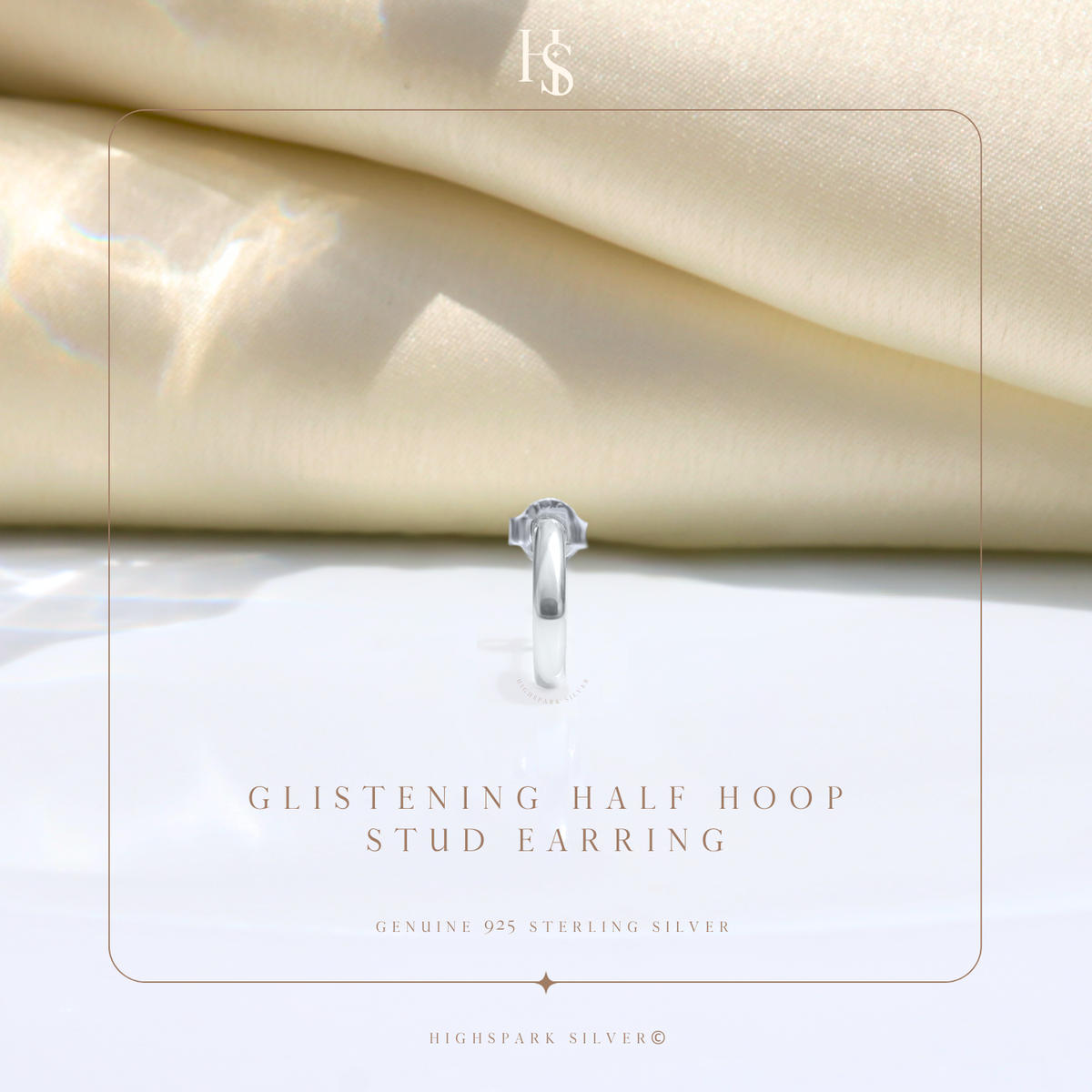 Ear Rings for Men | Glistening Half Hoop Studs in Sterling Silver