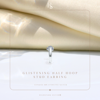 Ear Rings for Men | Glistening Half Hoop Studs in Sterling Silver