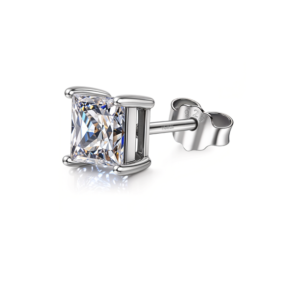 Square Solitaire Studs for Men in 925 Sterling Silver