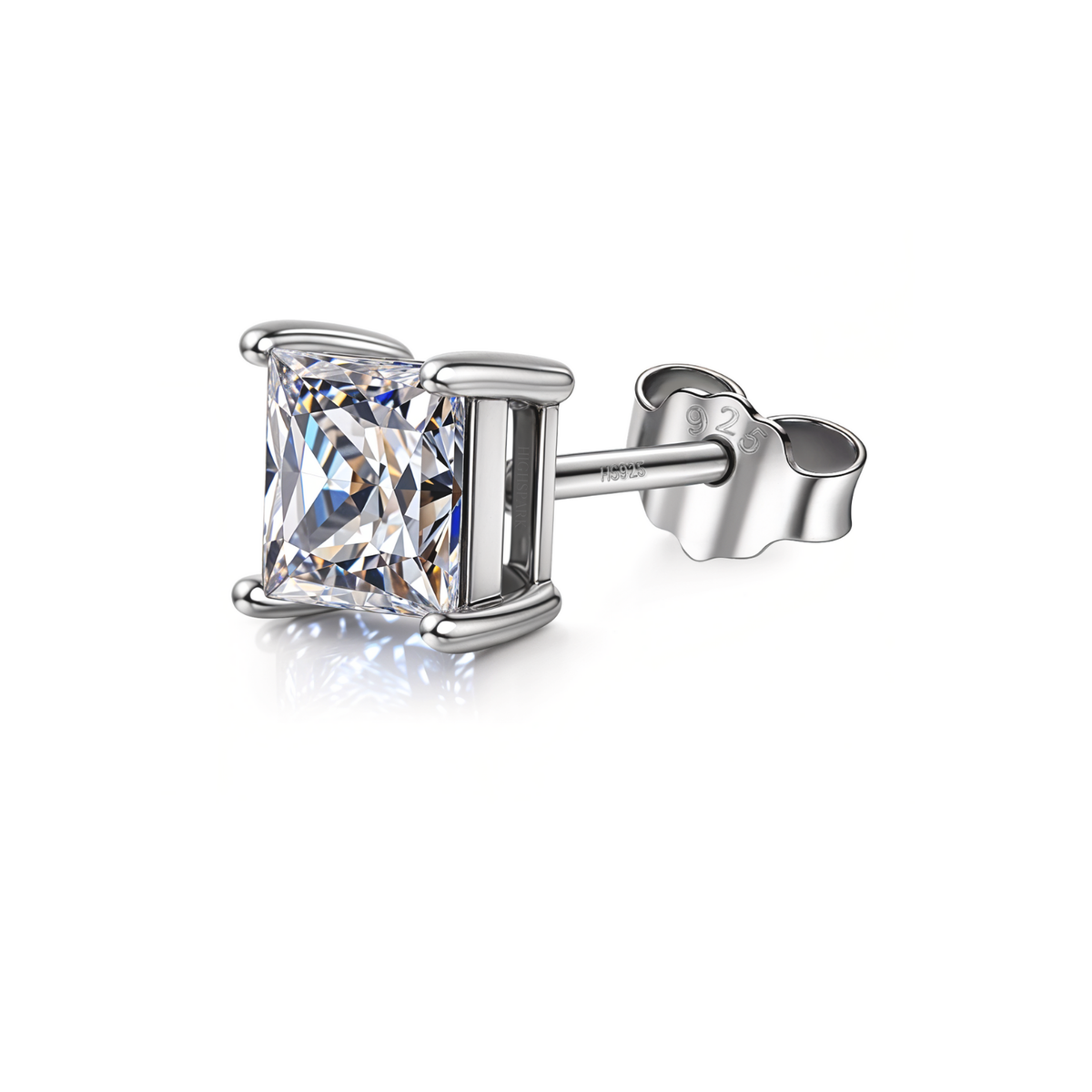 Square Solitaire Studs for Men in 925 Sterling Silver