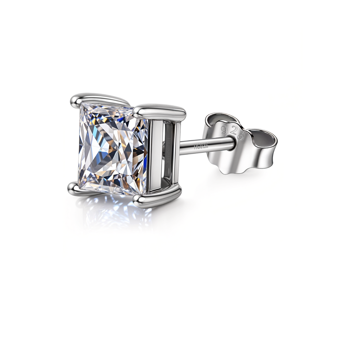 Square Solitaire Studs for Men in 925 Sterling Silver