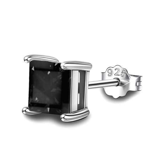 Mens Midnight Sparkling Square Stud embellished with Sparkling Zirconia