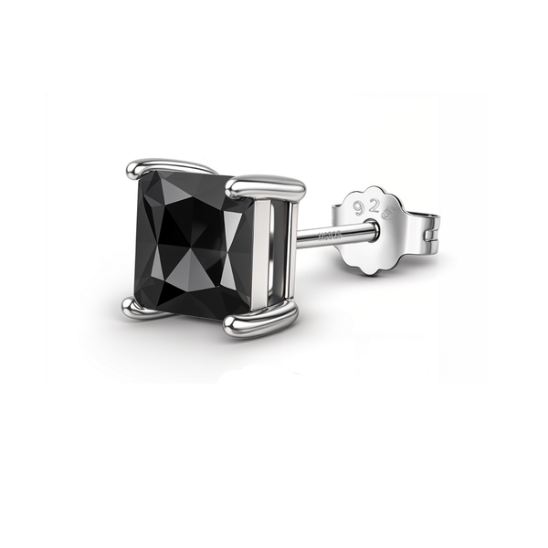 Men's Silver Martini Square Stud Earring in 925 Sterling Silver