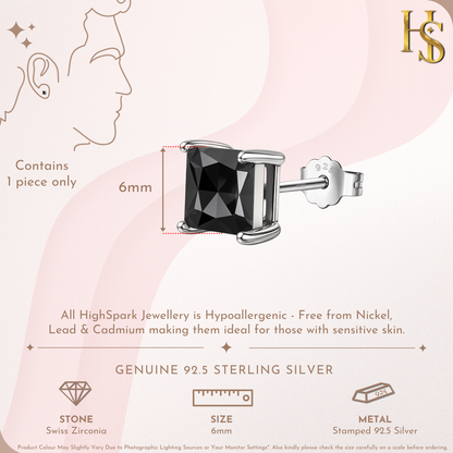Men's Silver Martini Square Stud Earring in 925 Sterling Silver