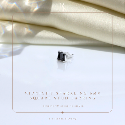 Men's Silver Martini Square Stud Earring in 925 Sterling Silver