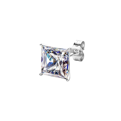 Sparkling Martini Square Solitaire Stud Earring in 925 Sterling Silver for Men