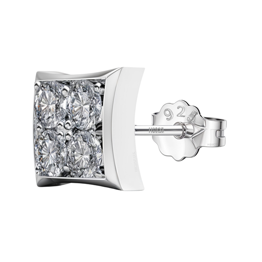 Matrix Brilliant Cut Studded Earring  in 925 Sterling Silver with Diamond like Brilliance Zirconia for Mens