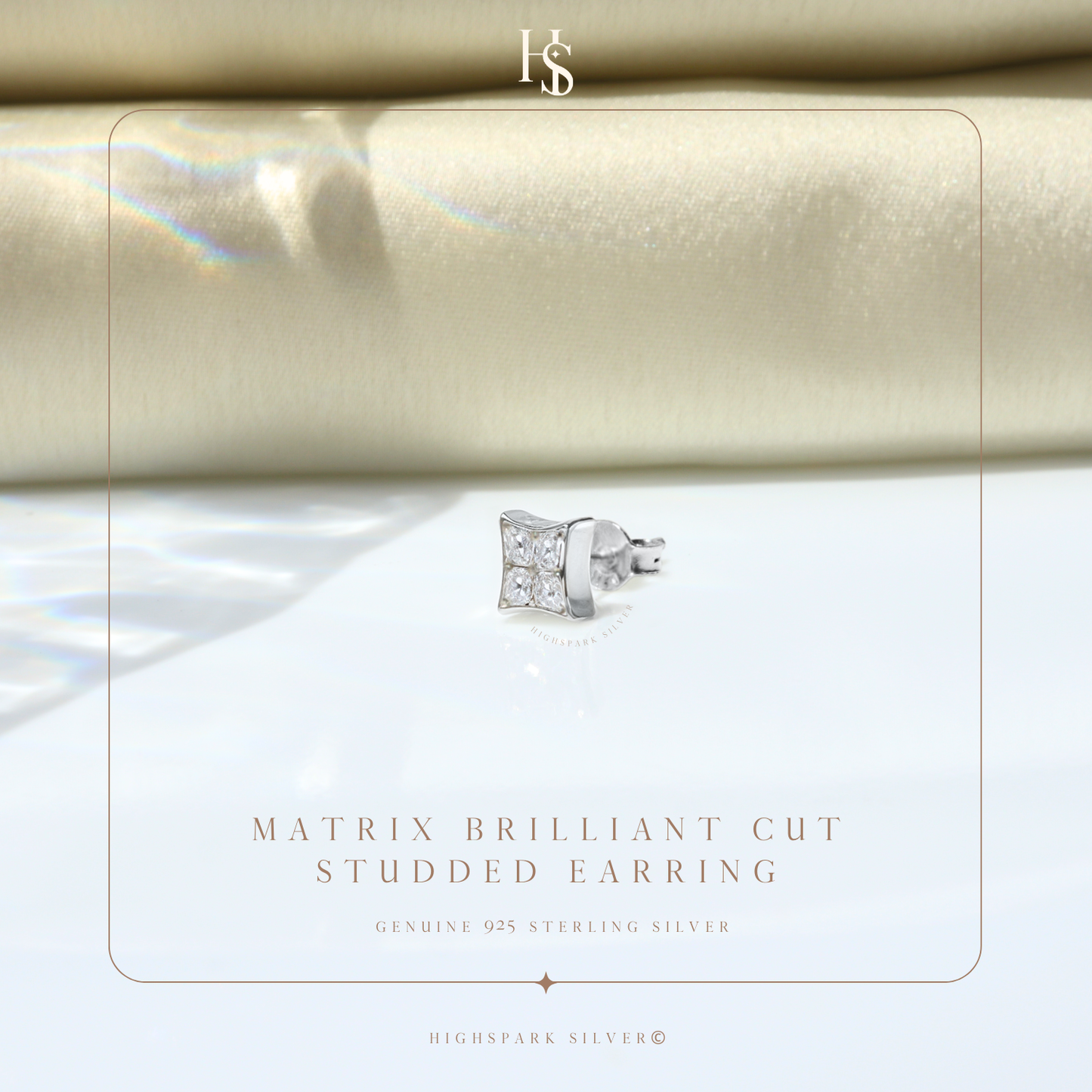 Matrix Brilliant Cut Studded Earring  in 925 Sterling Silver with Diamond like Brilliance Zirconia for Mens