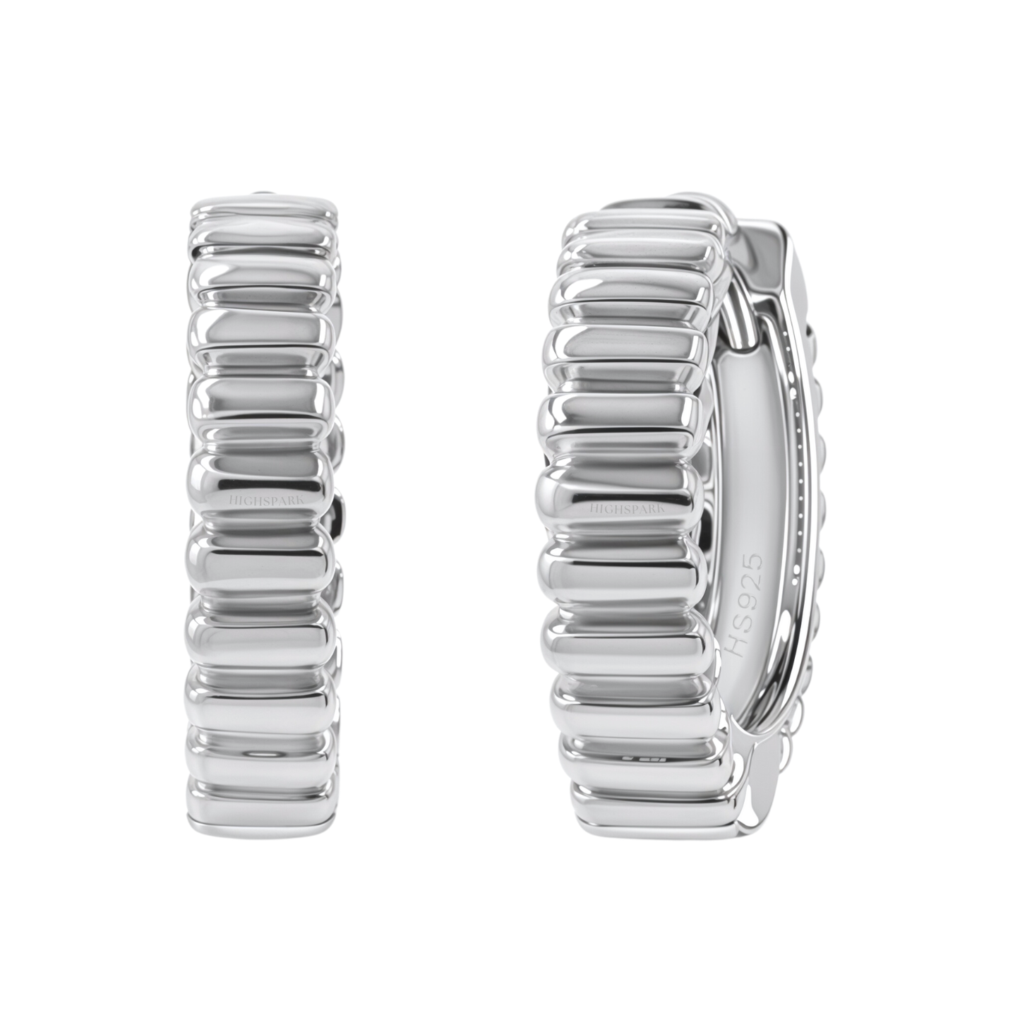 Elegant Textured Hoop Earrings in 925 Sterling Silver with Diamond like Brilliance Zirconia