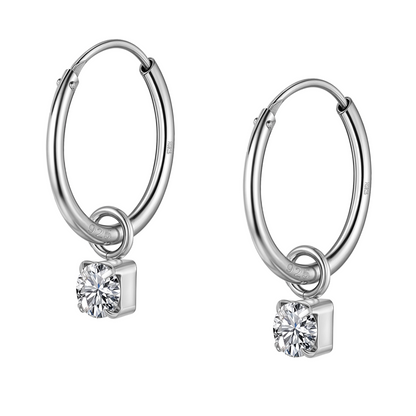 Solitaire Dangling Hoop Earrings in 925 Sterling Silver for Women With Diamond like Brilliance Zirconia