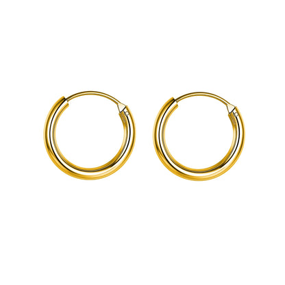 Plain Gold Sleeper Hoop Earrings in Gold-Plated Sterling Silver