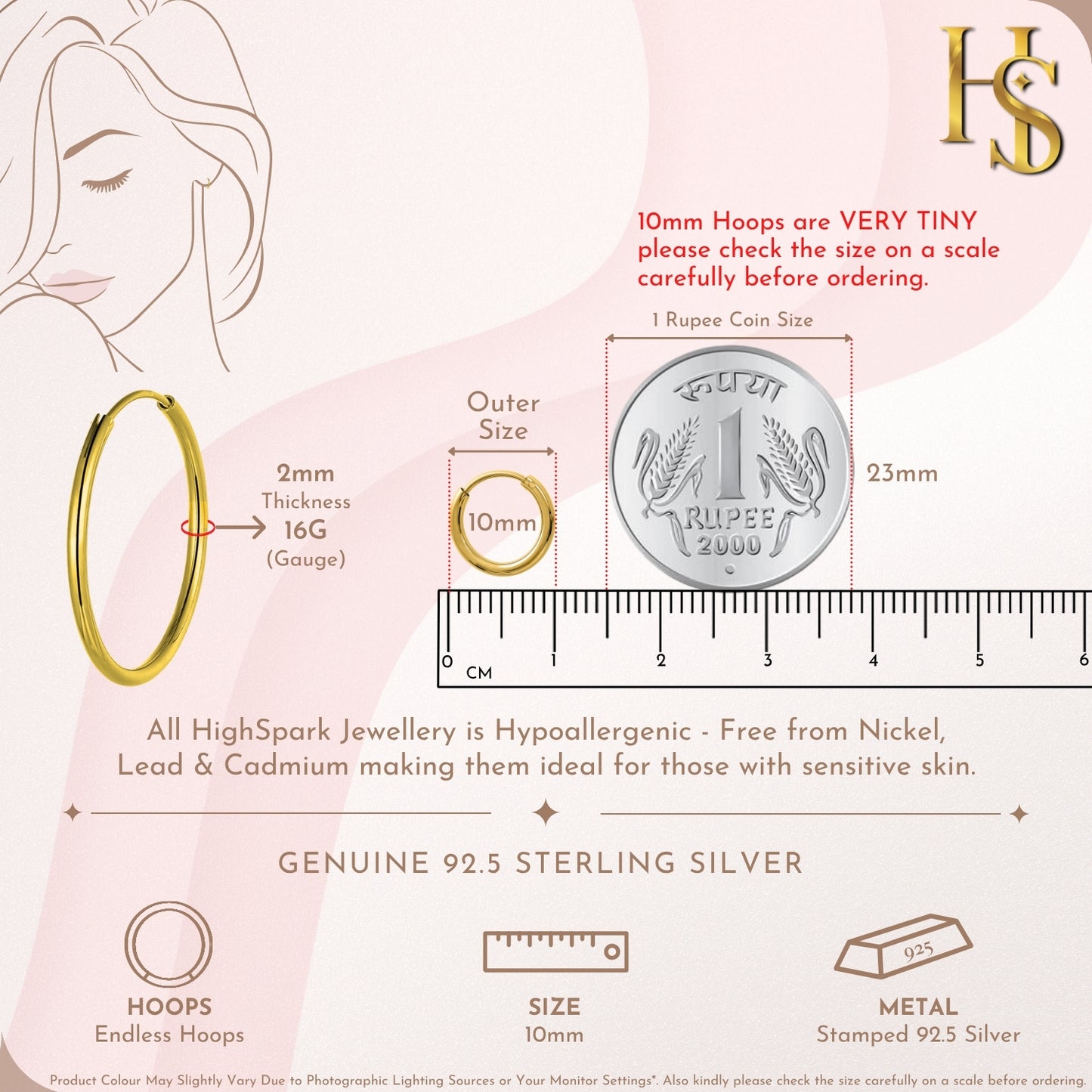 Plain Gold Sleeper Hoop Earrings in Gold-Plated Sterling Silver