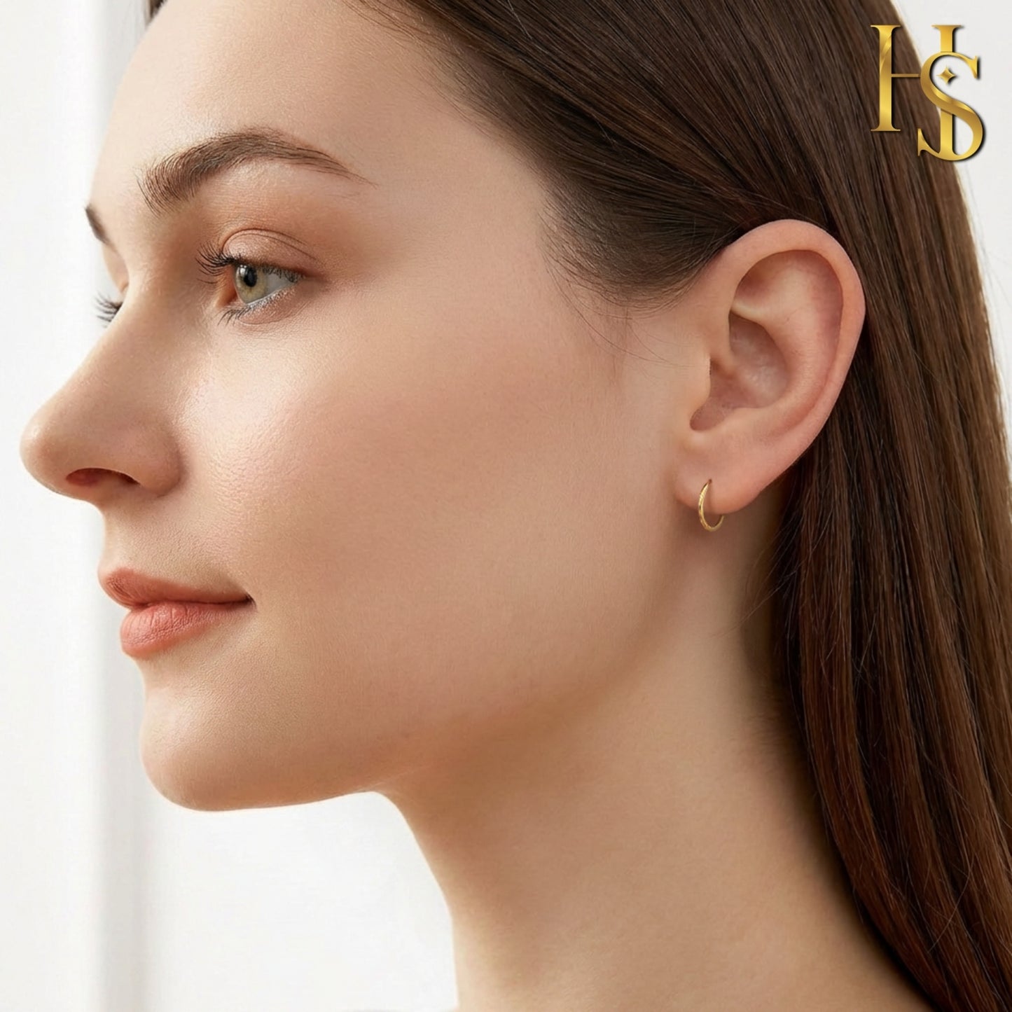 Plain Gold Sleeper Hoop Earrings in Gold-Plated Sterling Silver