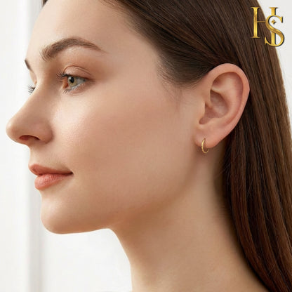 Plain Gold Sleeper Hoop Earrings in Gold-Plated Sterling Silver