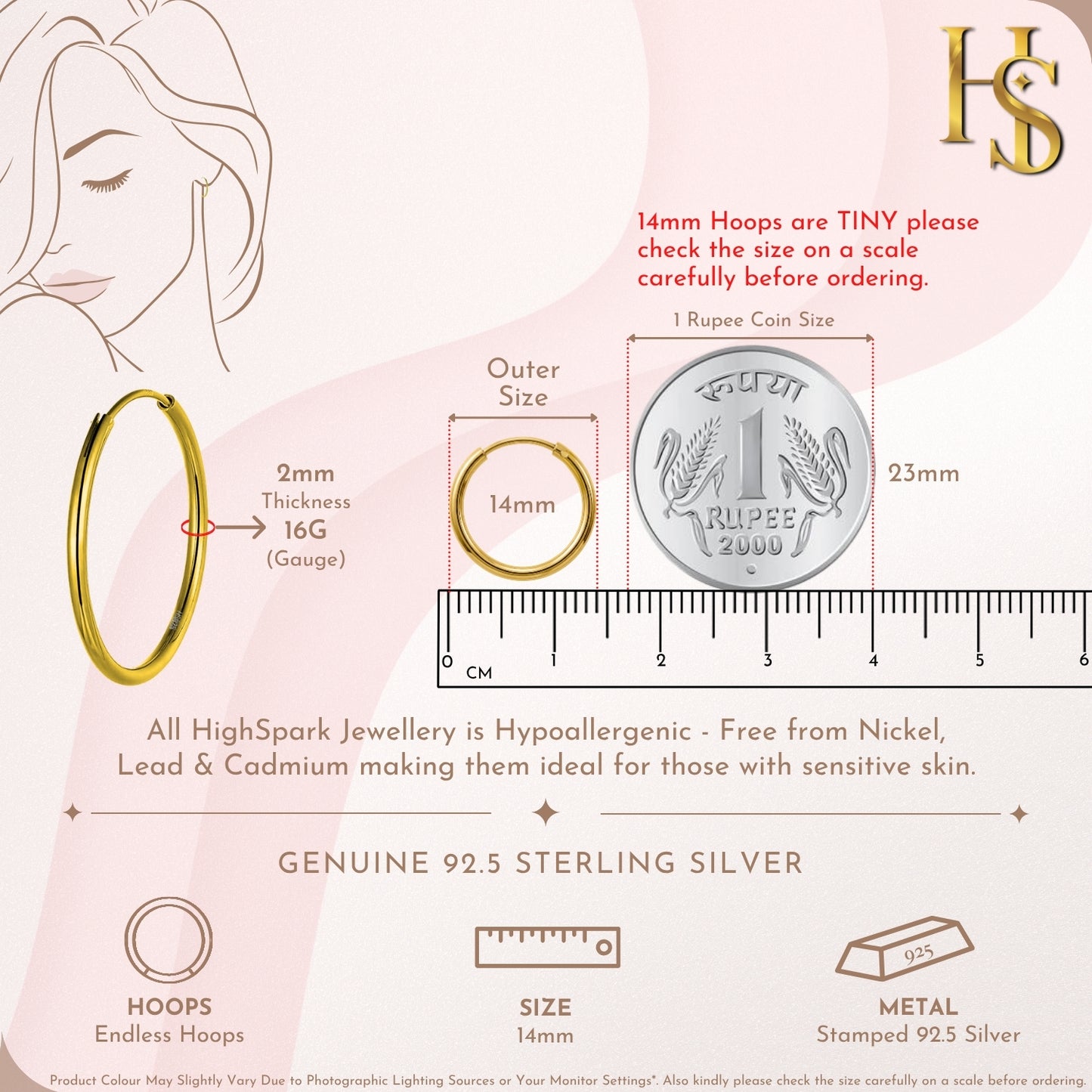 Plain Gold Sleeper Hoop Earrings in Gold-Plated Sterling Silver