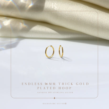 Plain Gold Sleeper Hoop Earrings in Gold-Plated Sterling Silver