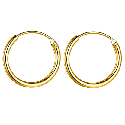 Plain Gold Sleeper Hoop Earrings in Gold-Plated Sterling Silver