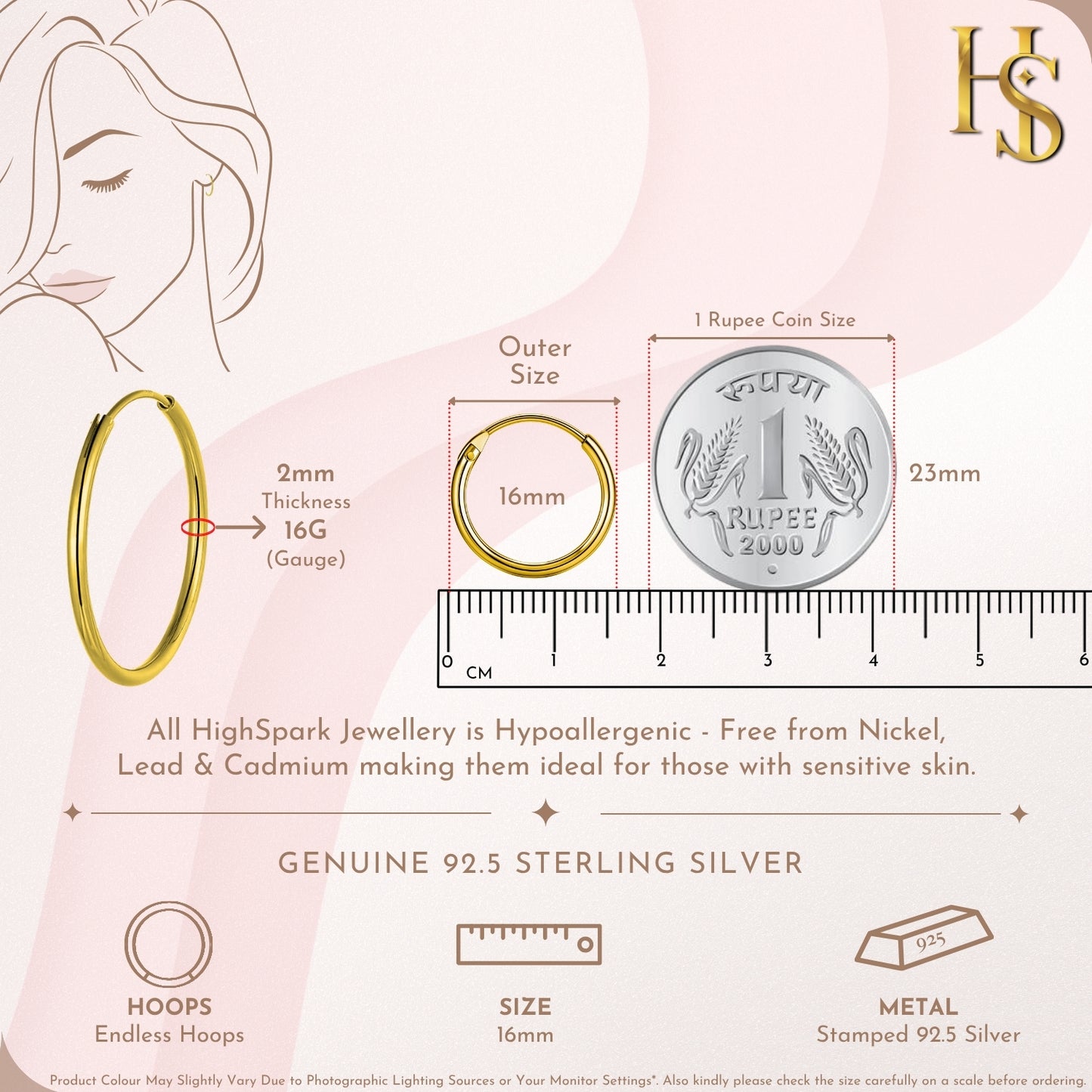 Plain Gold Sleeper Hoop Earrings in Gold-Plated Sterling Silver