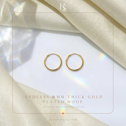 Plain Gold Sleeper Hoop Earrings in Gold-Plated Sterling Silver