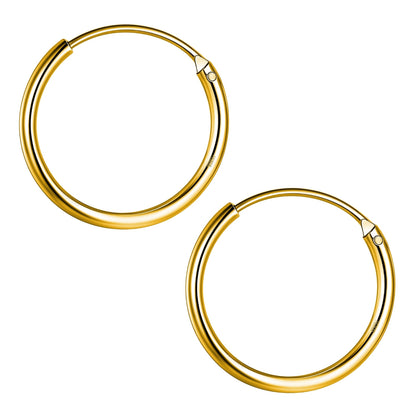 Plain Gold Sleeper Hoop Earrings in Gold-Plated Sterling Silver