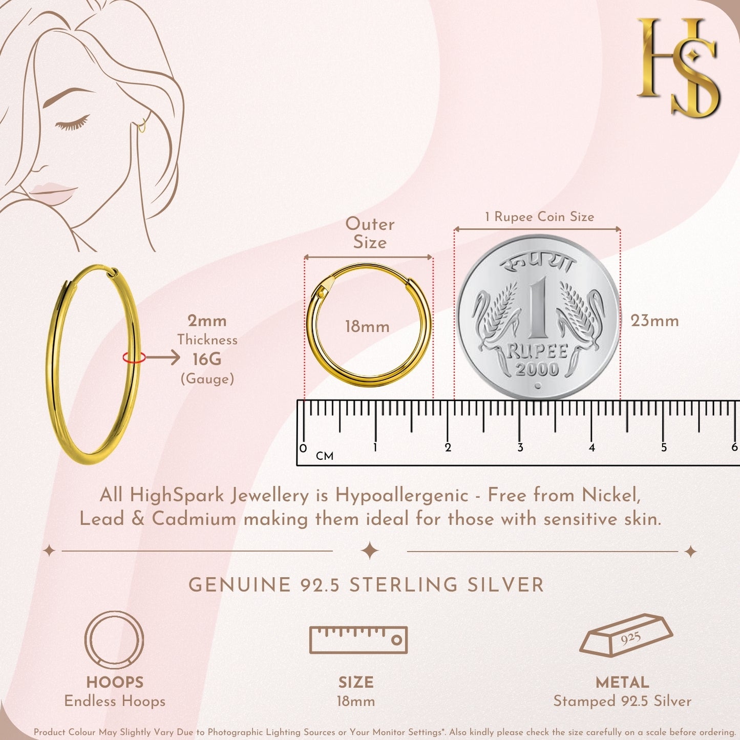 Plain Gold Sleeper Hoop Earrings in Gold-Plated Sterling Silver