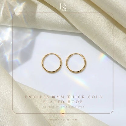 Plain Gold Sleeper Hoop Earrings in Gold-Plated Sterling Silver