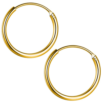 Plain Gold Sleeper Hoop Earrings in Gold-Plated Sterling Silver