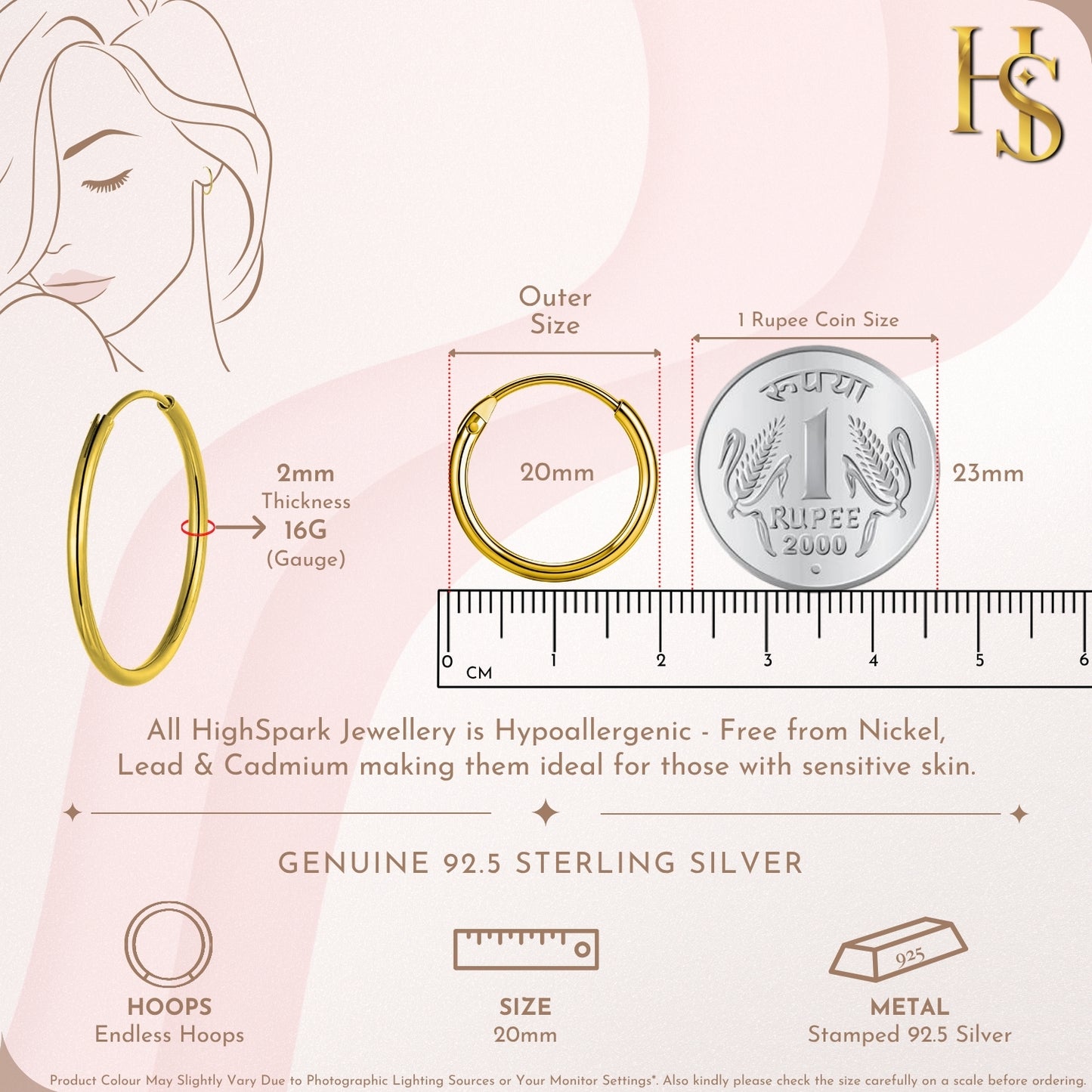 Plain Gold Sleeper Hoop Earrings in Gold-Plated Sterling Silver