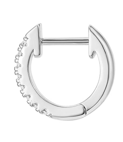 Hoop Huggie stud Earring in 925 Sterling Silver with Diamond like Zirconia for Men