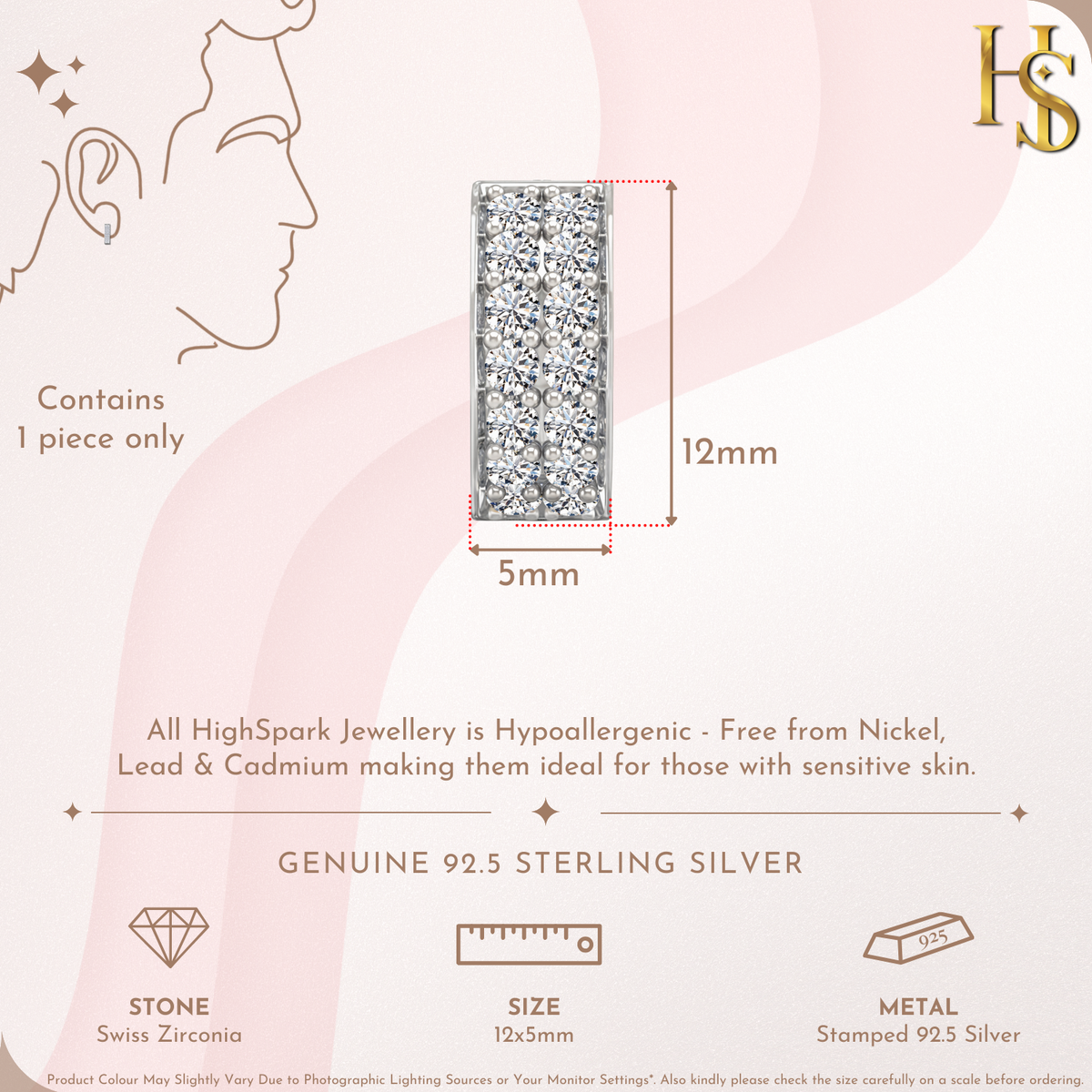 Silver Earrings for Men | Double Line 925 Sterling Hoop Jewellery