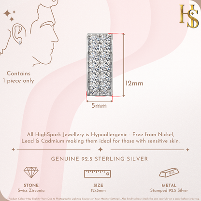 Silver Earrings for Men | Double Line 925 Sterling Hoop Jewellery