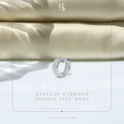 Silver Earrings for Men | Double Line 925 Sterling Hoop Jewellery