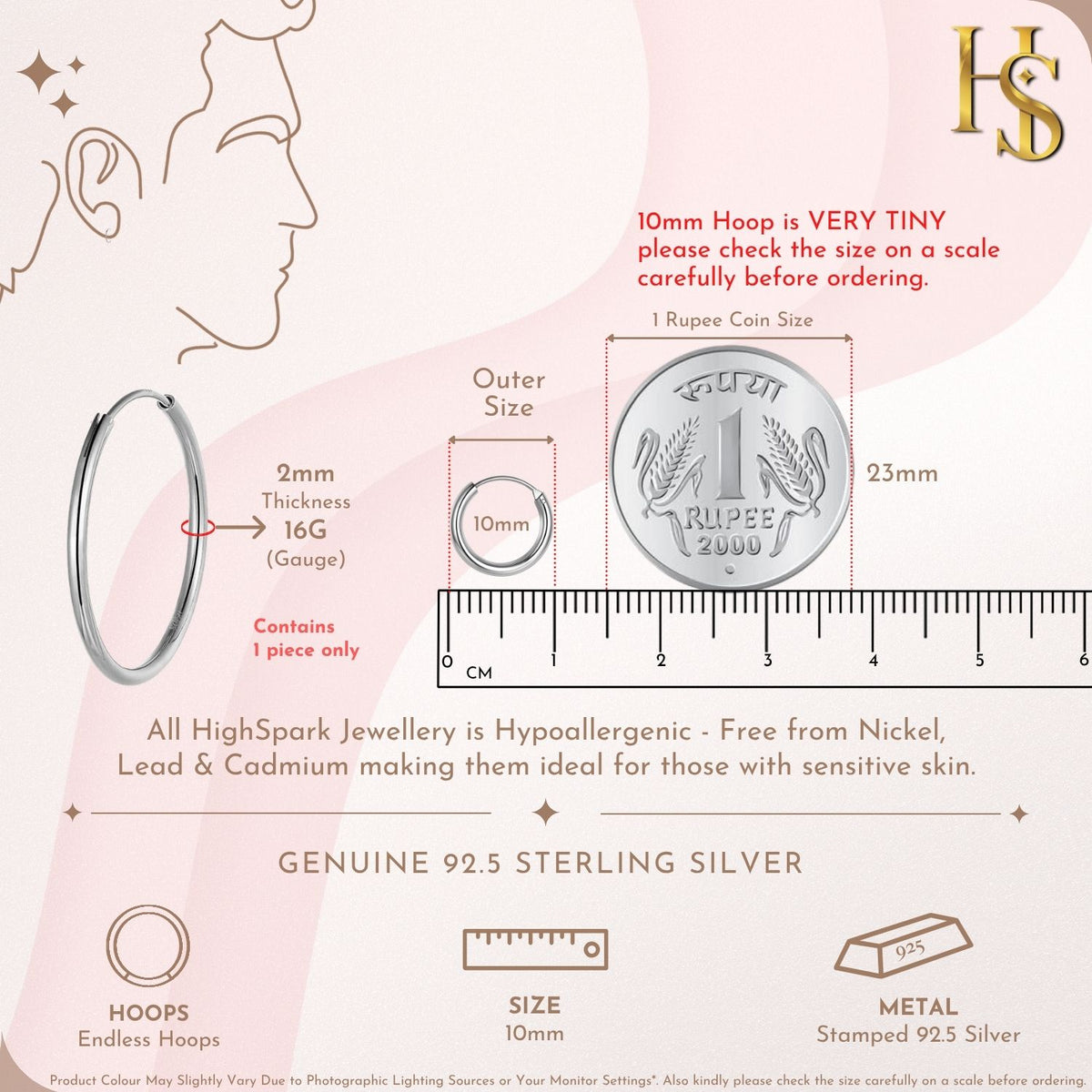 Thin Hoop Earrings for Men | Classic 925 Sterling Silver