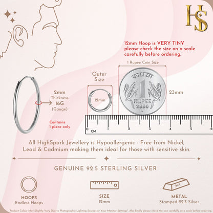 Thin Hoop Earrings for Men | Classic 925 Sterling Silver