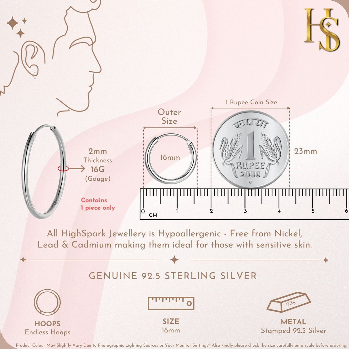 Thin Hoop Earrings for Men | Classic 925 Sterling Silver
