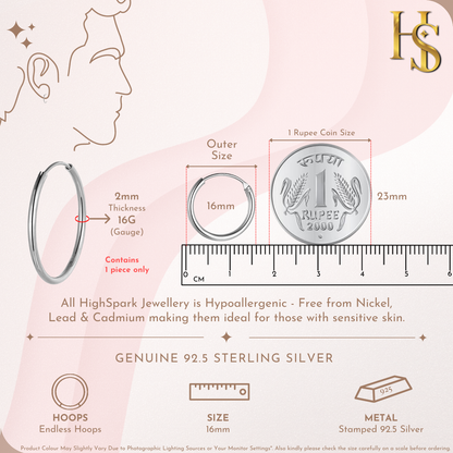 Silver Hoops for Men | Thick 925 Sterling Silver Hoop Earrings