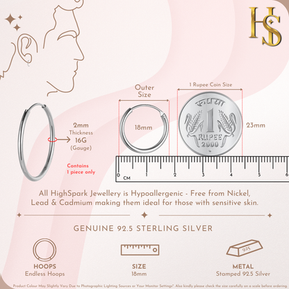 Silver Hoops for Men | Thick 925 Sterling Silver Hoop Earrings