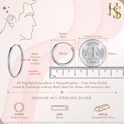 Silver Hoops for Men | Thick 925 Sterling Silver Hoop Earrings