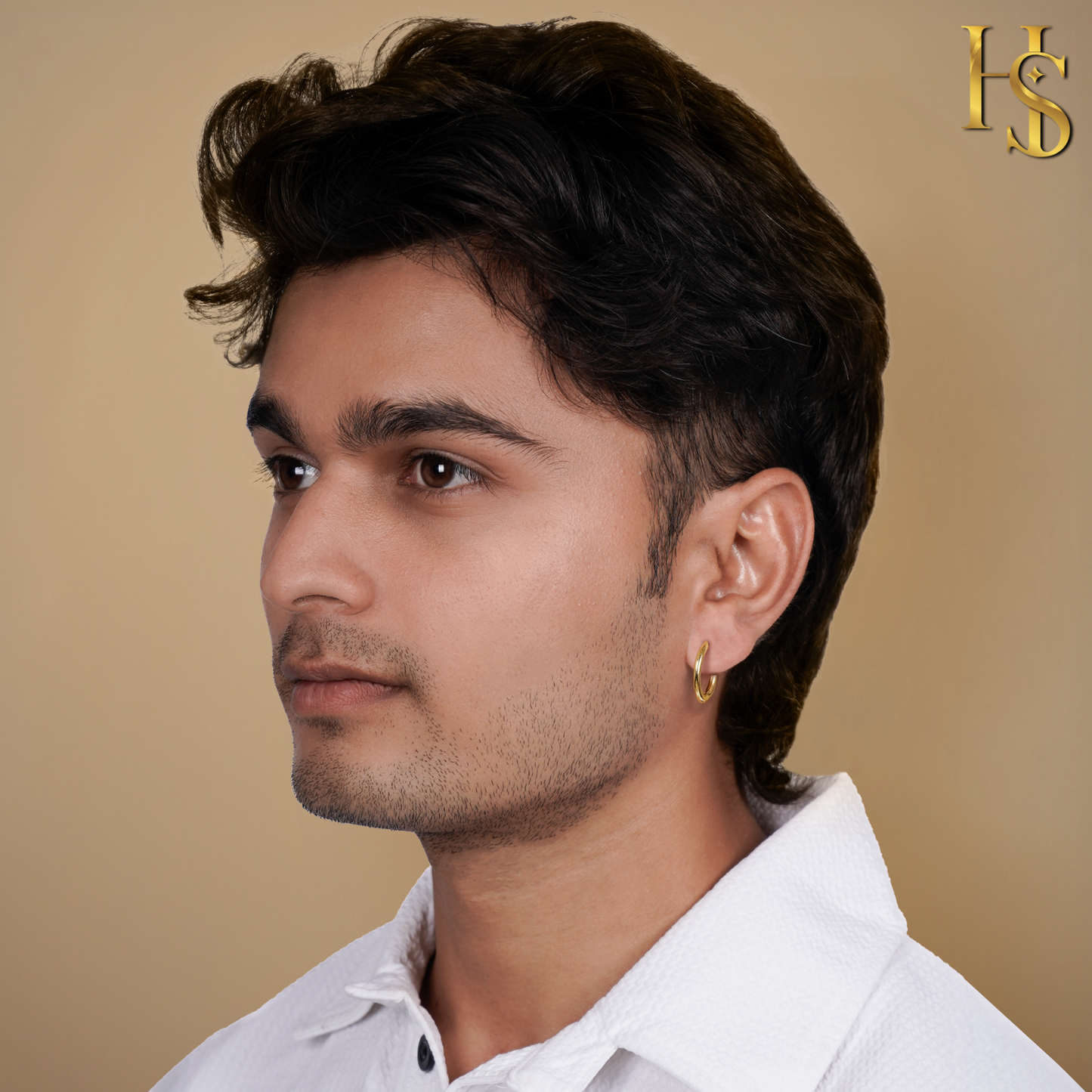 Mens Gold Thick Hoop Earrings in 92.5 Sterling Silver - Round Classic Hoop - Sizes 10mm to 20mm on 18K Gold Finish