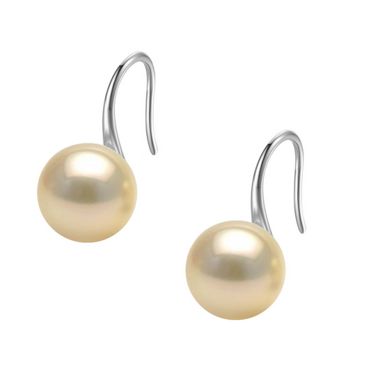Pearl Light Gold Stylish Round Earrings in Hook Design