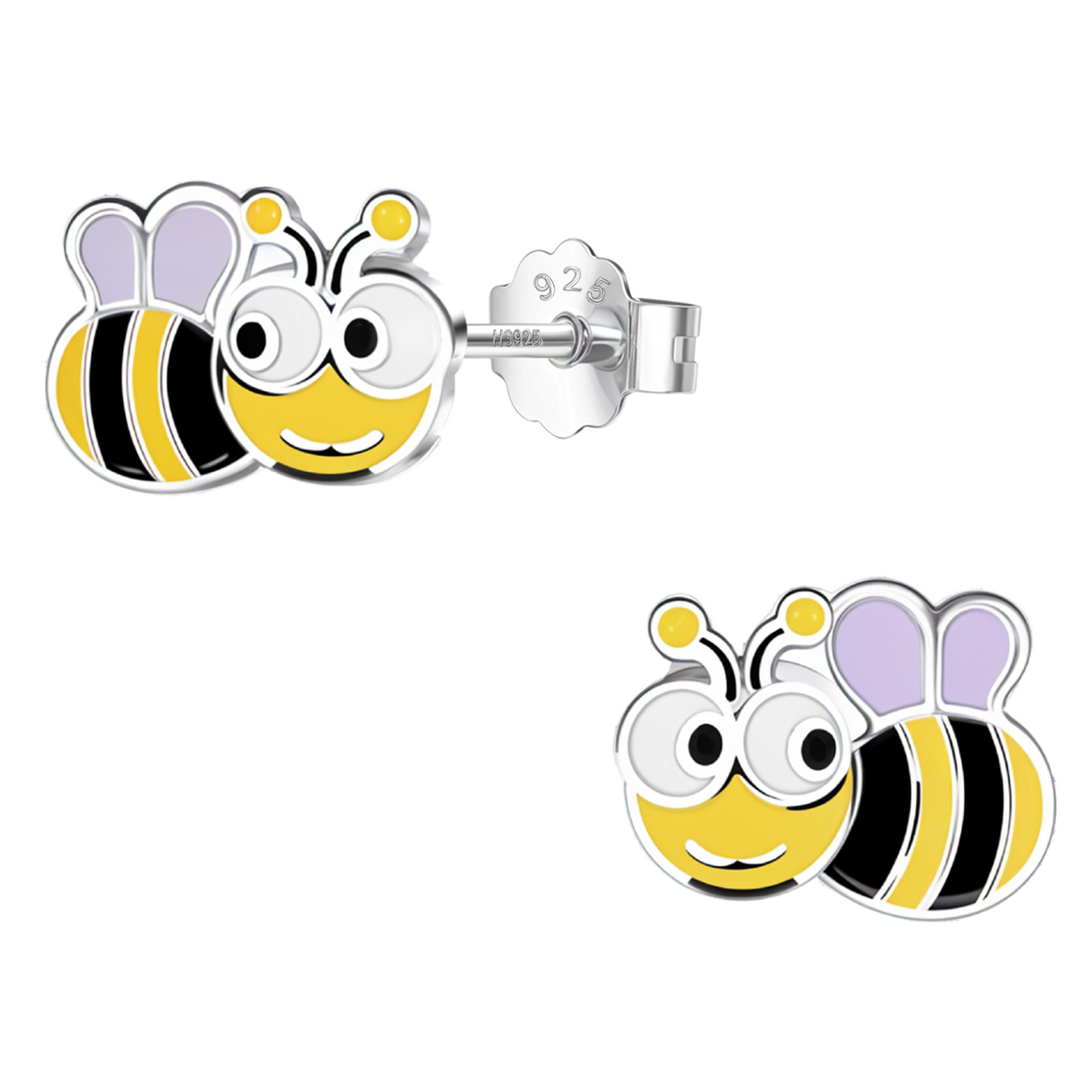 Honeybee Delight Cute Enamel Stud Earrings in 925 Sterling Silver